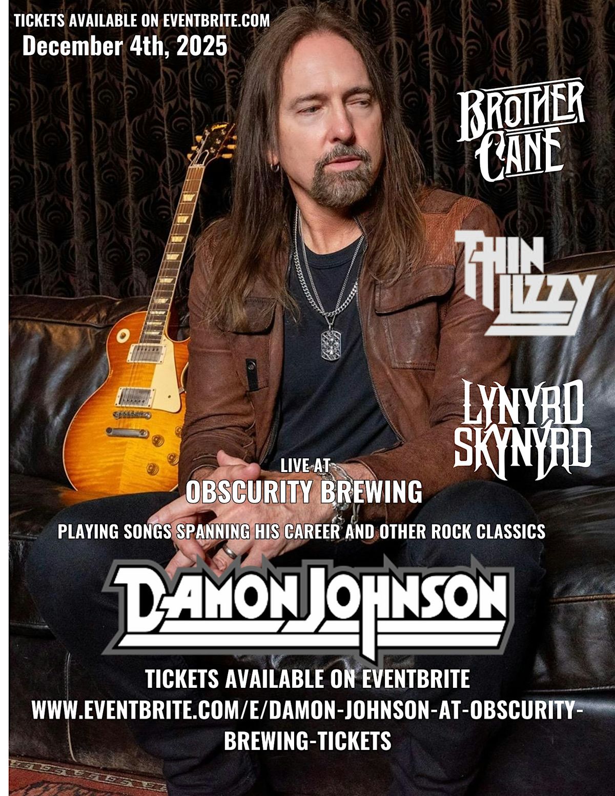 Damon Johnson at Obscurity Brewing, 4 December | Event in Elburn | AllEvents