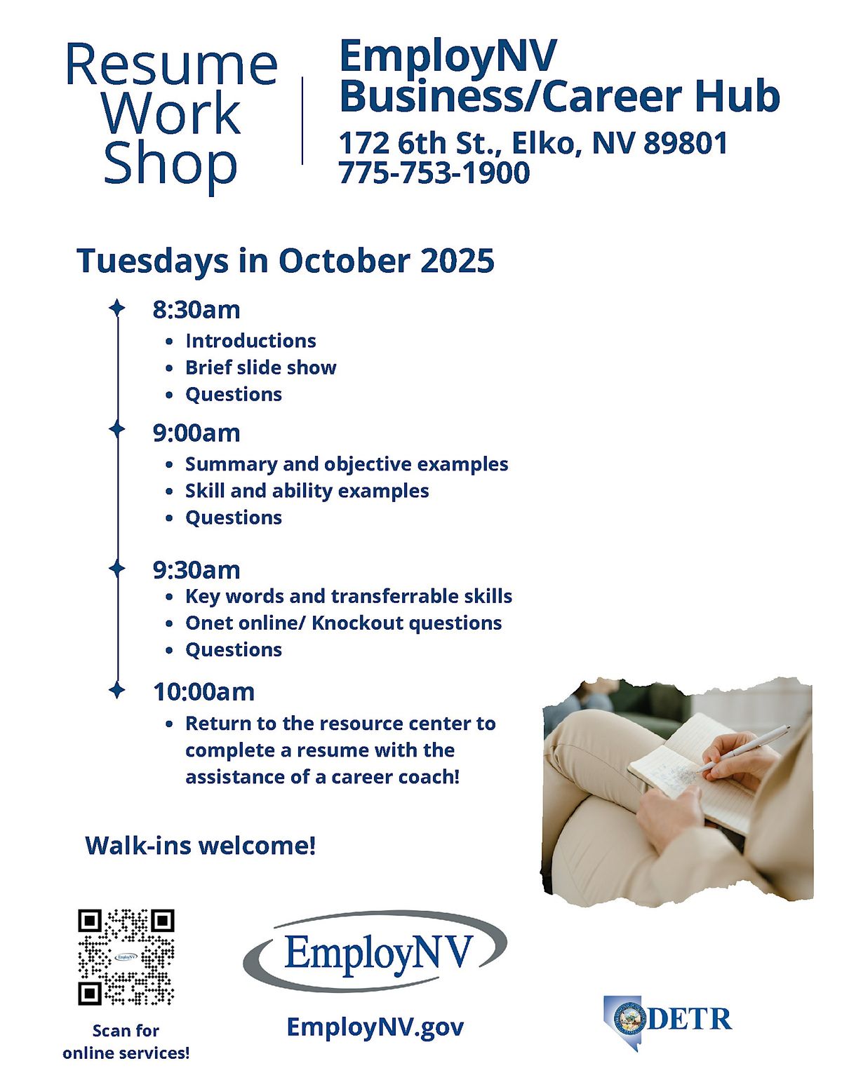 Resume Workshop, 21 October | Event in Elko | AllEvents