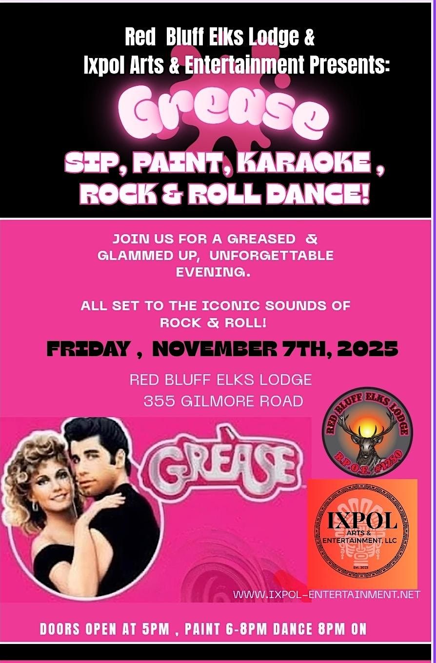"Grease" Sip, Paint, Karaoke  & Dance!, 7 November | Event in Red Bluff | AllEvents