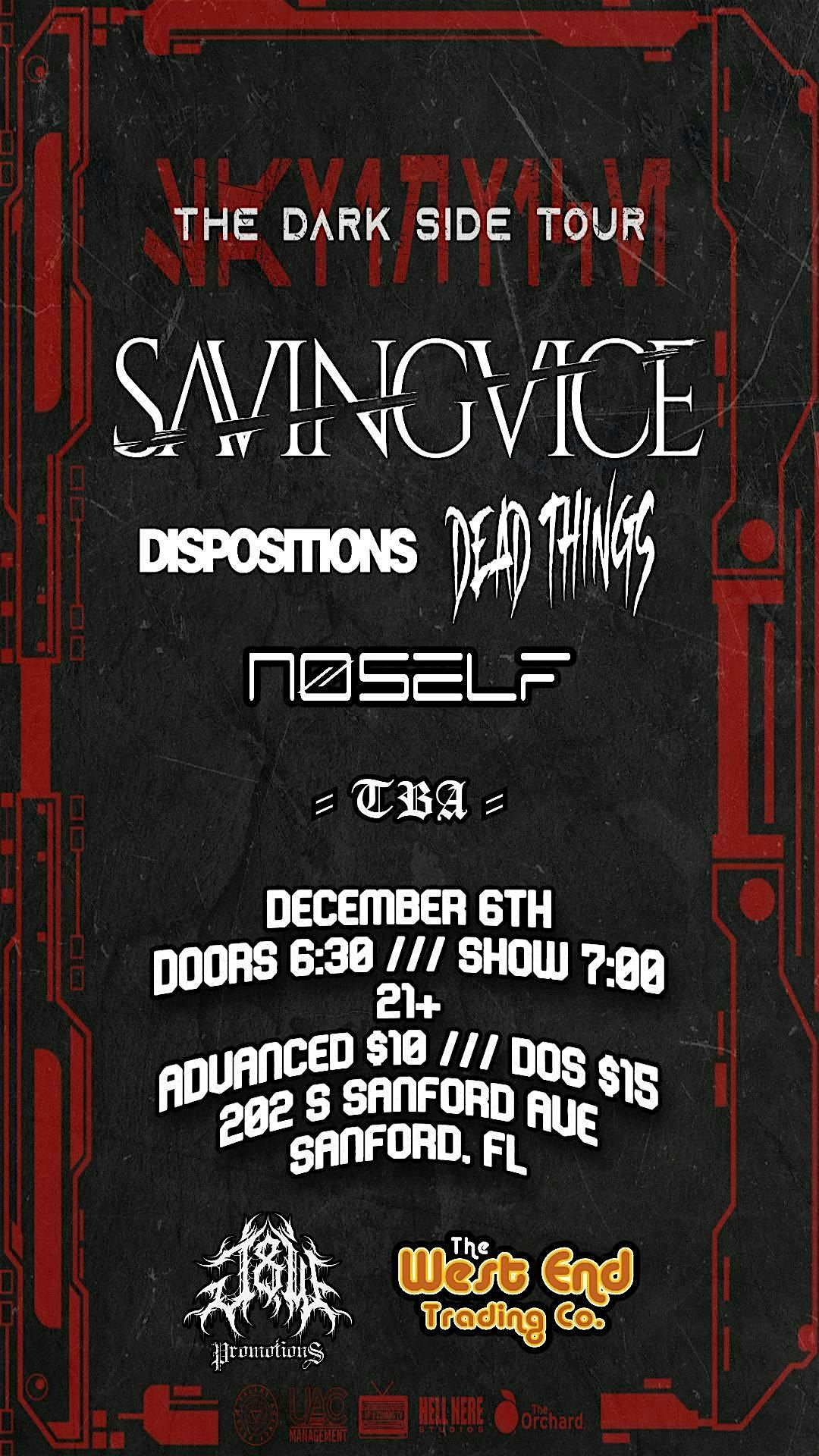 J & W Presents: SAVING VICE & FRIENDS, 6 December | Event in Sanford | AllEvents