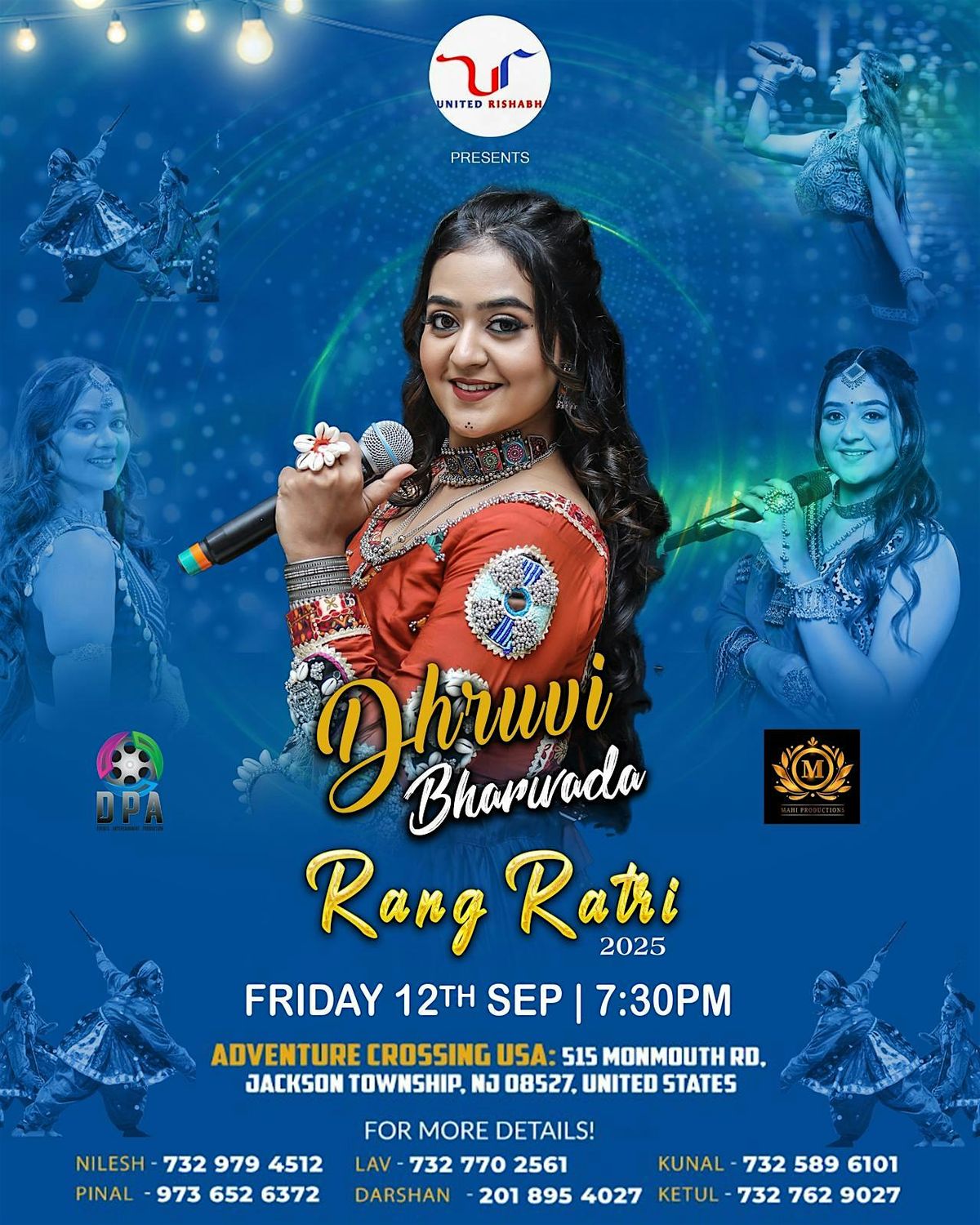 Dhruvi Bharwada Navratri Garba 2025 | Sept 12, Friday | Adventure Crossing, 12 September | Event in Jackson Township