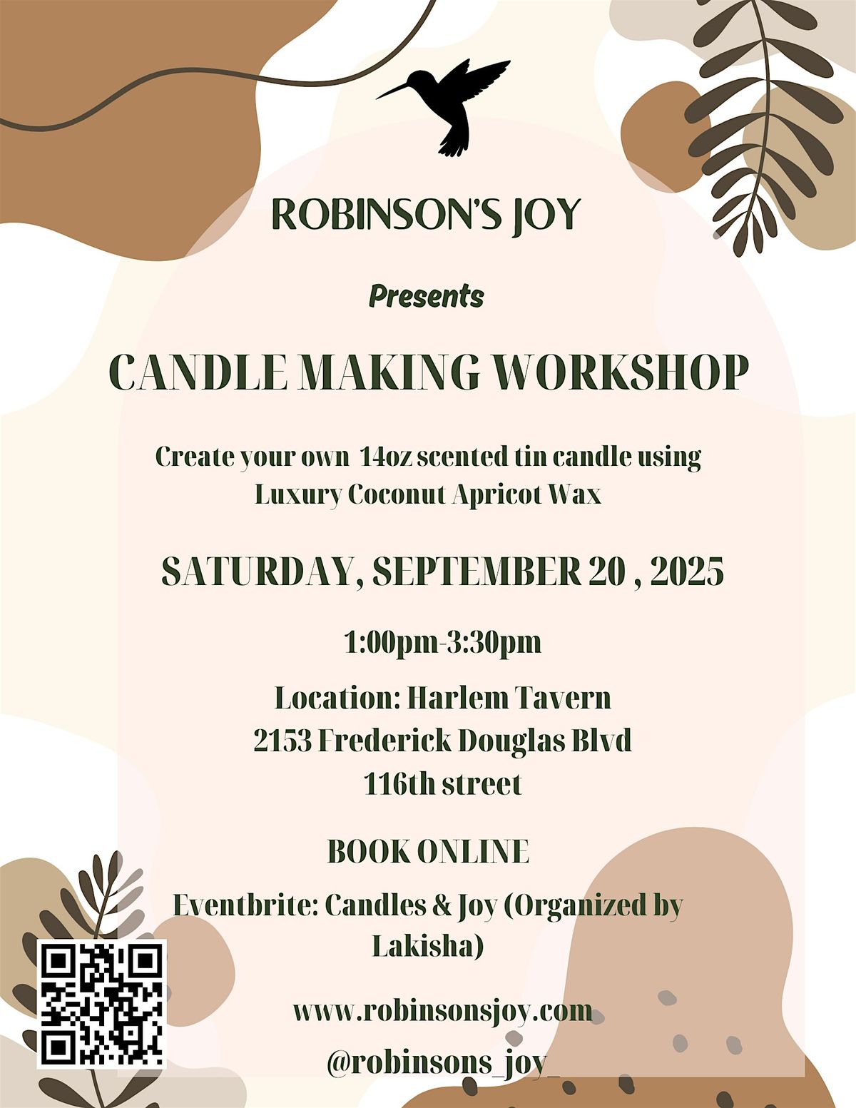 Candles & Joy Workshop, 20 September | Event in New York | AllEvents