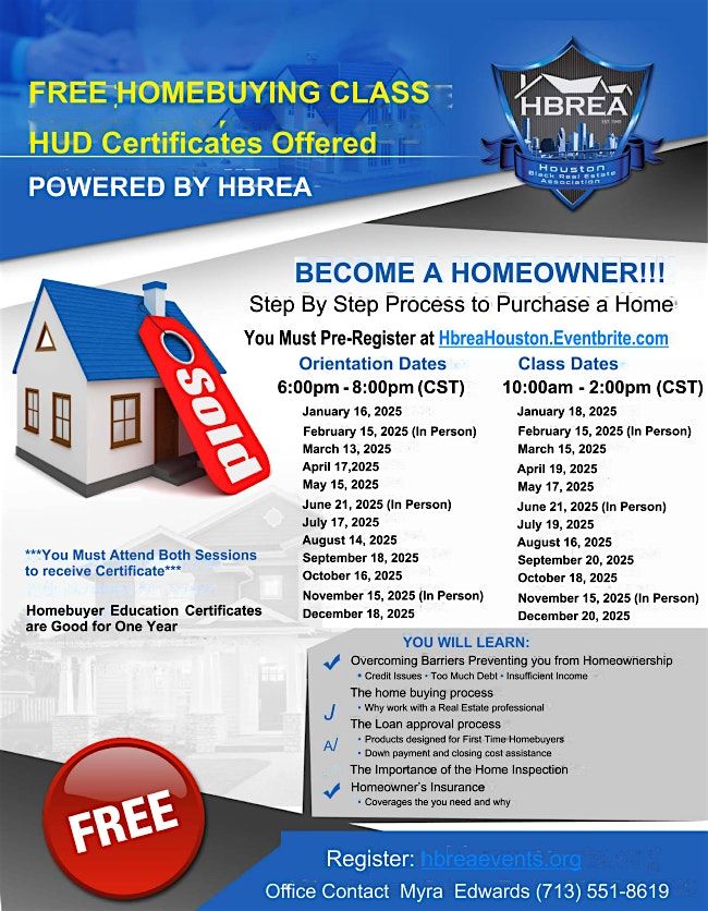 IN PERSON JUNE HUD Certificate Home Buying Class | Event in HOUSTON | AllEvents