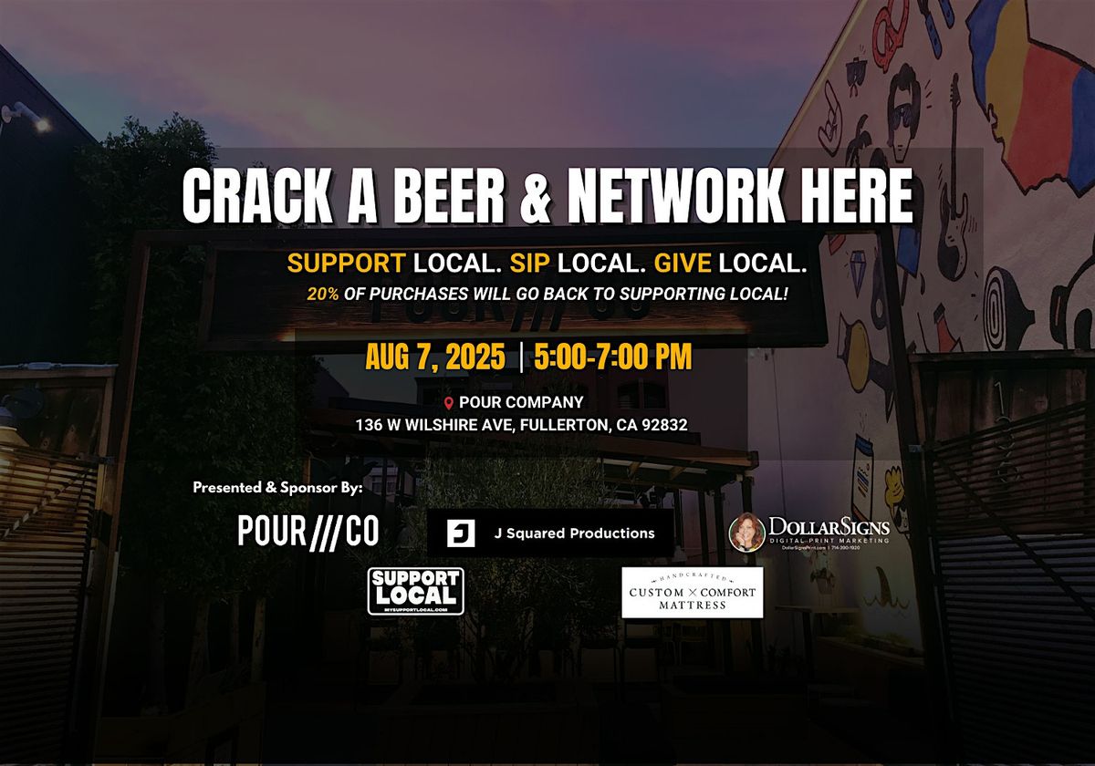 Crack a Beer & Network Here, 7 August | Event in Fullerton | AllEvents