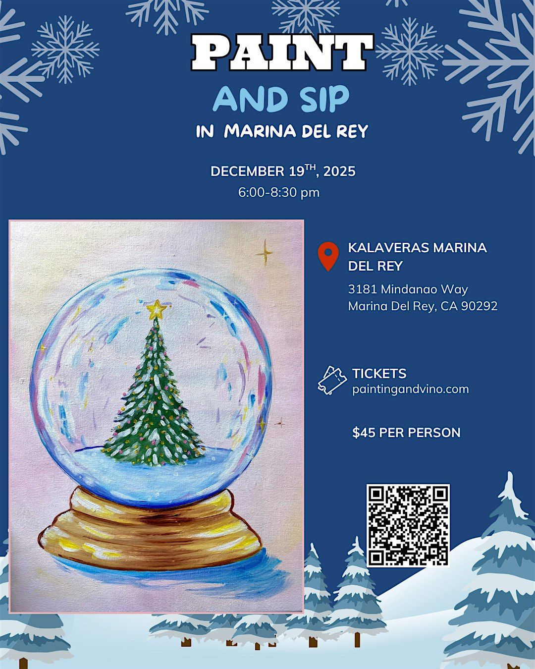 The Perfect Snowglobe Paint and Sip in Marina Del Rey!, 19 December | Event in Marina del Rey | AllEvents
