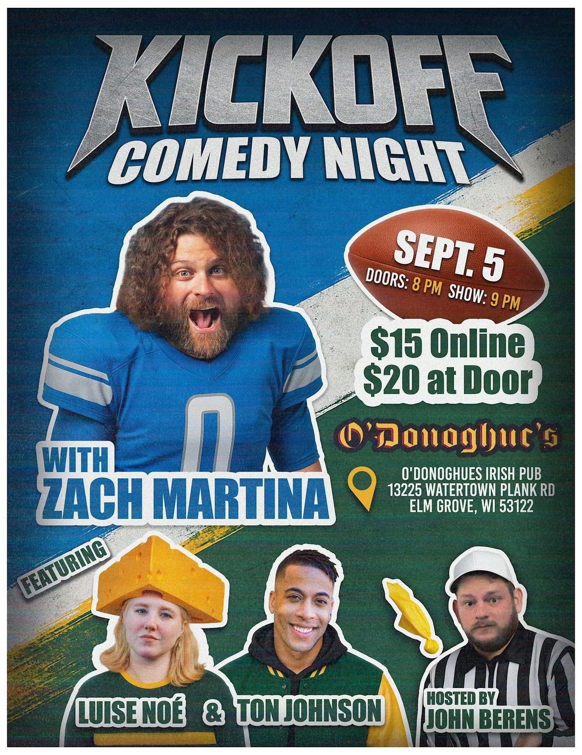 Kickoff Comedy Night with Zach Martina!, 5 September | Event in Elm Grove | AllEvents