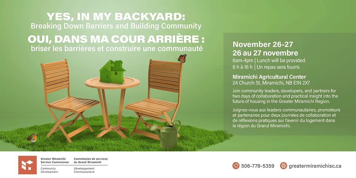 Yes, in my backyard: Breaking down barriers and building community., 26 November | Event in Miramichi | AllEvents