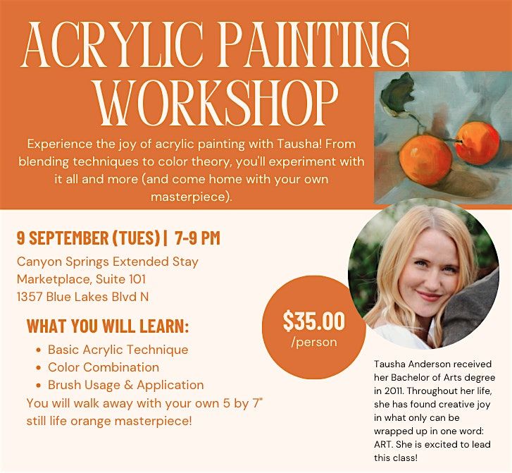 Acrylic Painting Workshop, 9 September | Event in Twin Falls | AllEvents