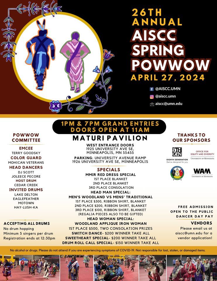 AISCC 2025 Spring Powwow Fundraiser, Maturi Pavilion, Minneapolis