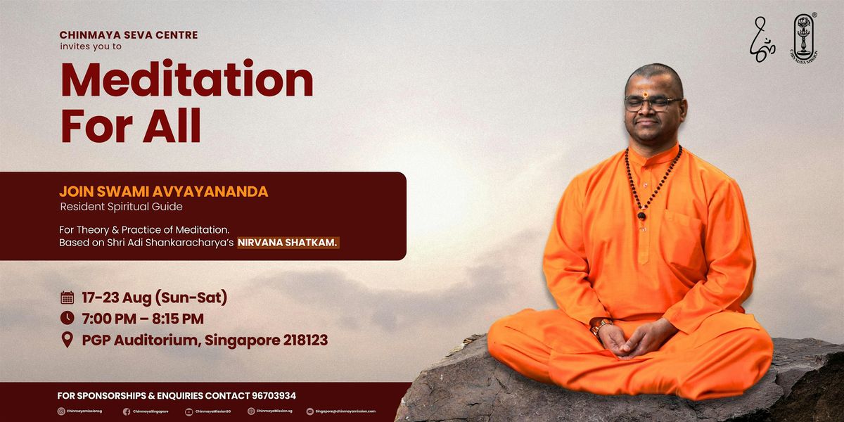 Meditation For All With Swami Avyayananda, 17 August | Event in Singapore | AllEvents