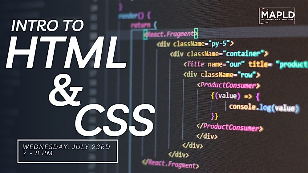 Intro to HTML & CSS, Matteson Area Public Library District, 23 July ...