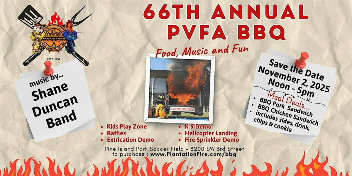 Plantation Firefighter 66th Annual PVFA BBQ, 2 November | Event in Plantation | AllEvents