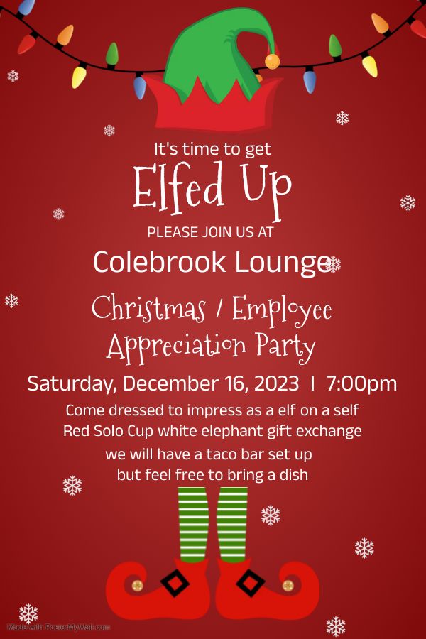 Christmas/Employee Appreciation Party, Colebrook Lounge, Williamsfield