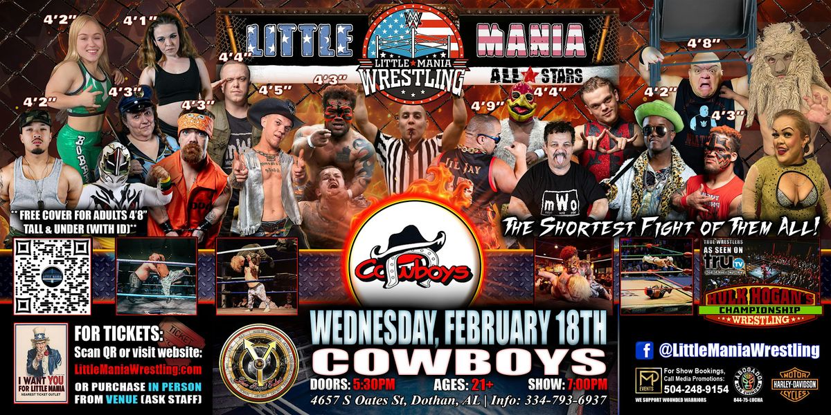 Dothan, AL - Little Mania Mini Wrestling @ Cowboys, 18 February | Event in Dothan | AllEvents
