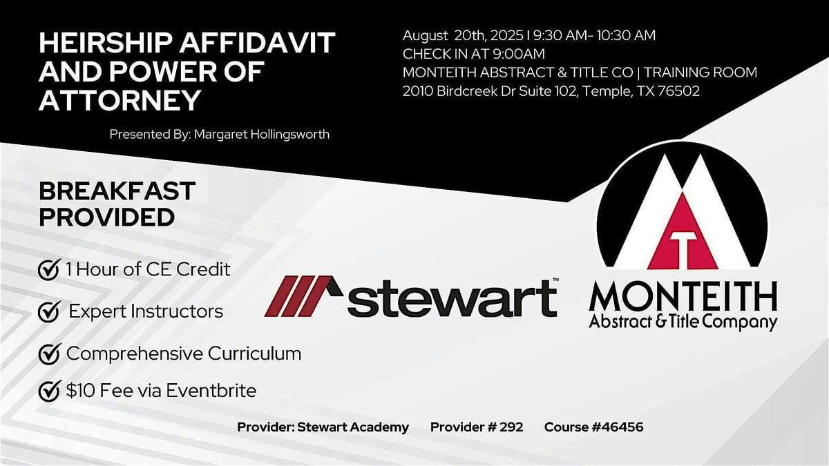 Heirship Affidavit and Power of Attorney, 20 August | Event in Temple | AllEvents