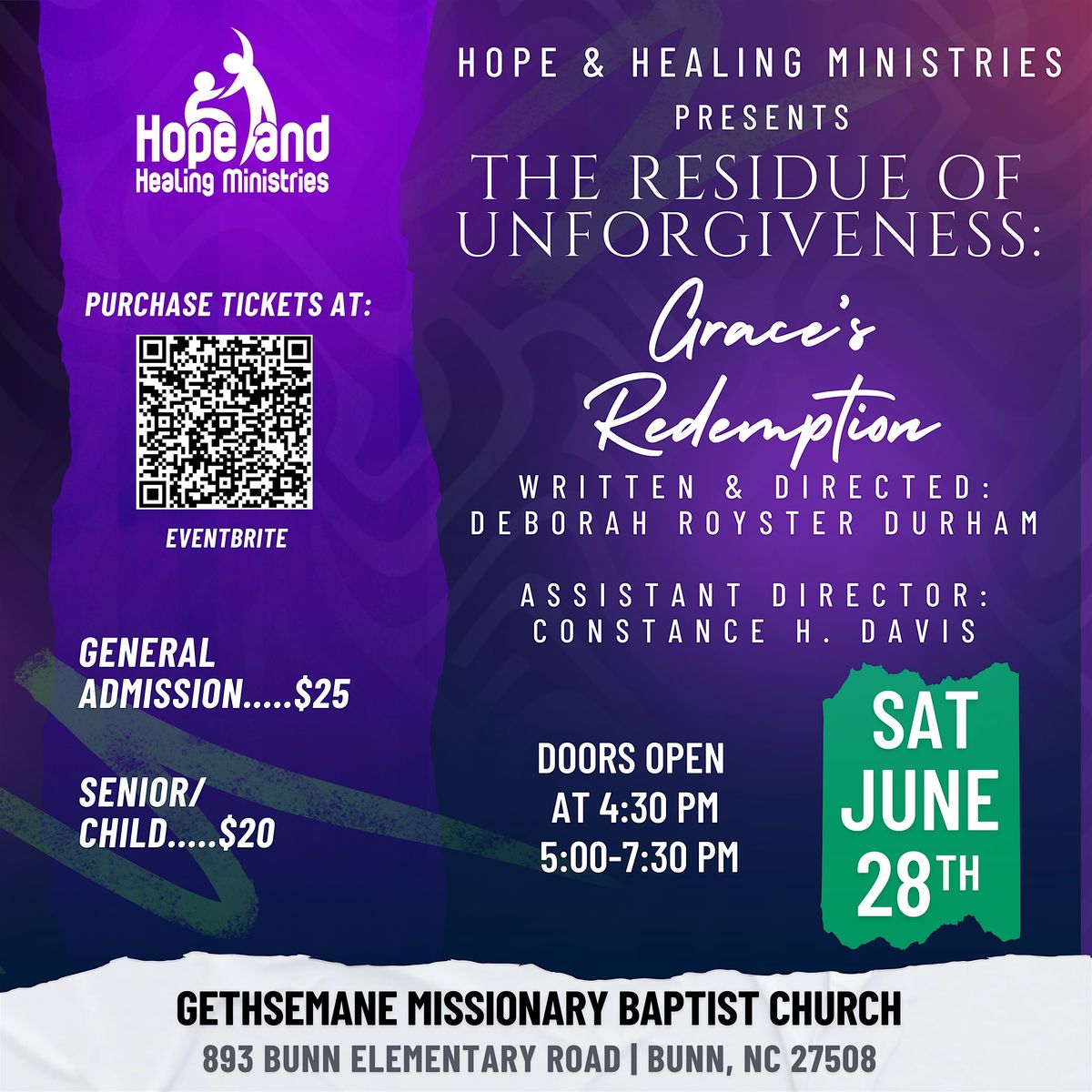The Residue of Unforgiveness: Grace's Redemption, 28 June | Event in BUNN | AllEvents