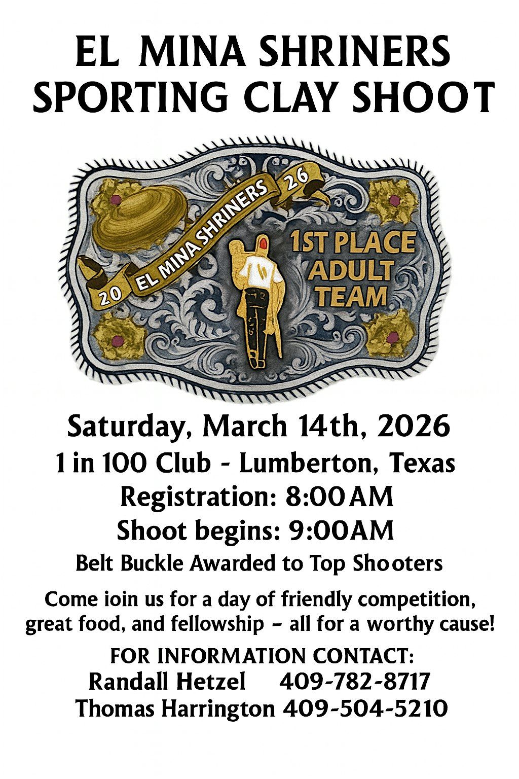 El Mina Shriners Sporting Clay Shoot, 14 March | Event in Lumberton | AllEvents