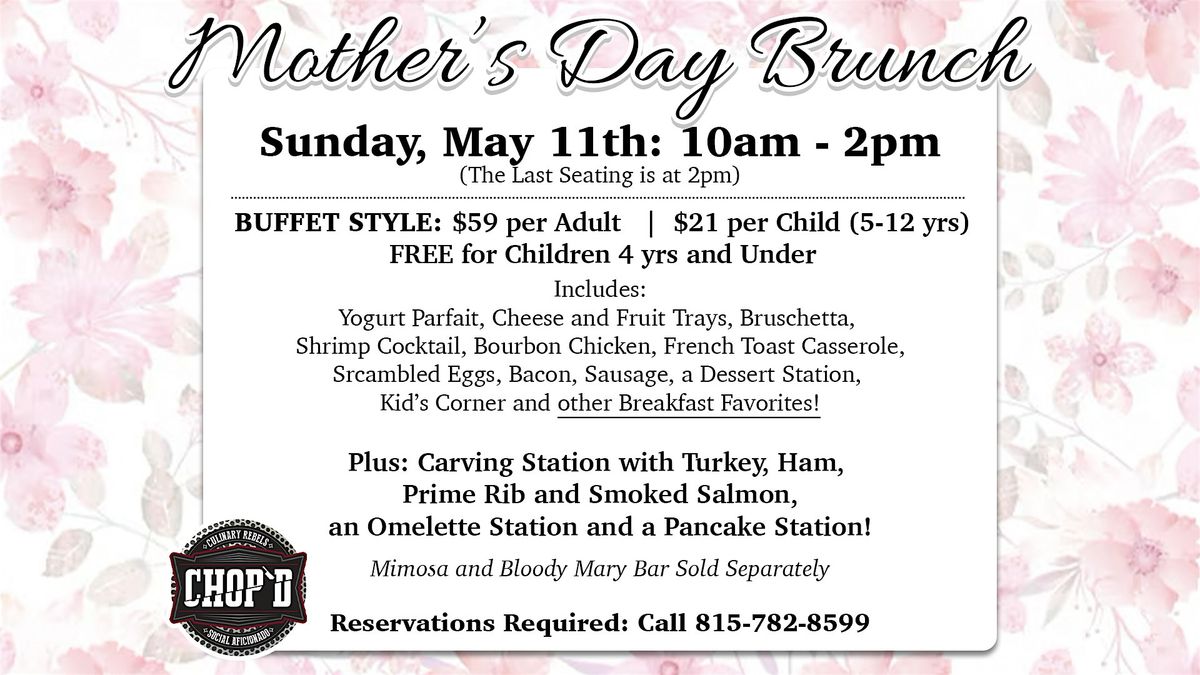 Mother's Day Sunday Buffet at Chop'd - Sunday May 11th, 11 May | Event in Plainfield | AllEvents