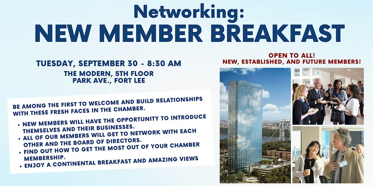 NETWORKING: New Member Breakfast, 30 September | Event in Fort Lee | AllEvents