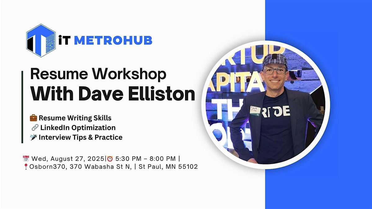 Resume Workshop With Dave Elliston, 27 August | Event in Saint Paul | AllEvents