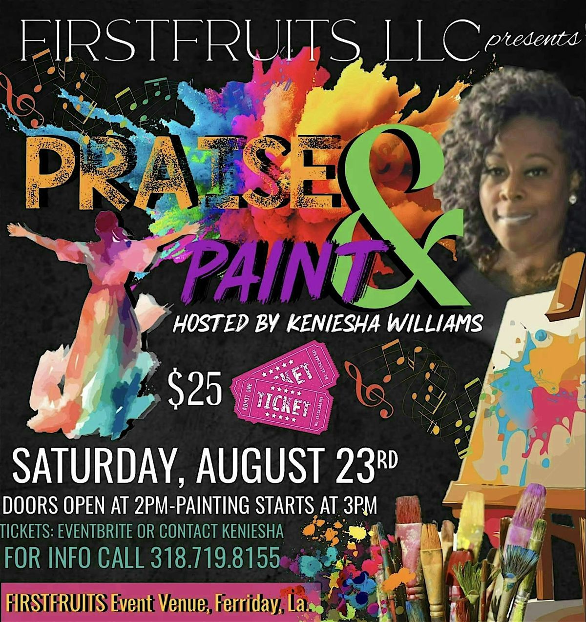 FirstFruits Praise & Paint, 23 August | Event in Ferriday | AllEvents