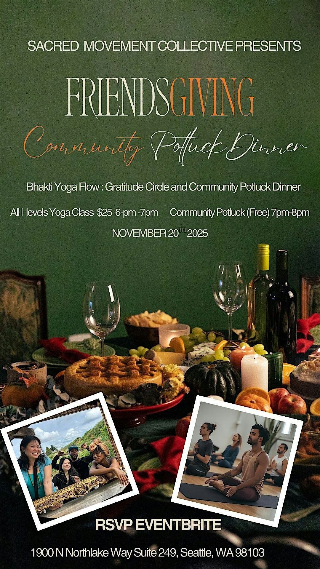 FriendsGiving Bhakti Yoga Flow: Gratitude Circle and Free Community Potluck, 20 November | Event in Seattle