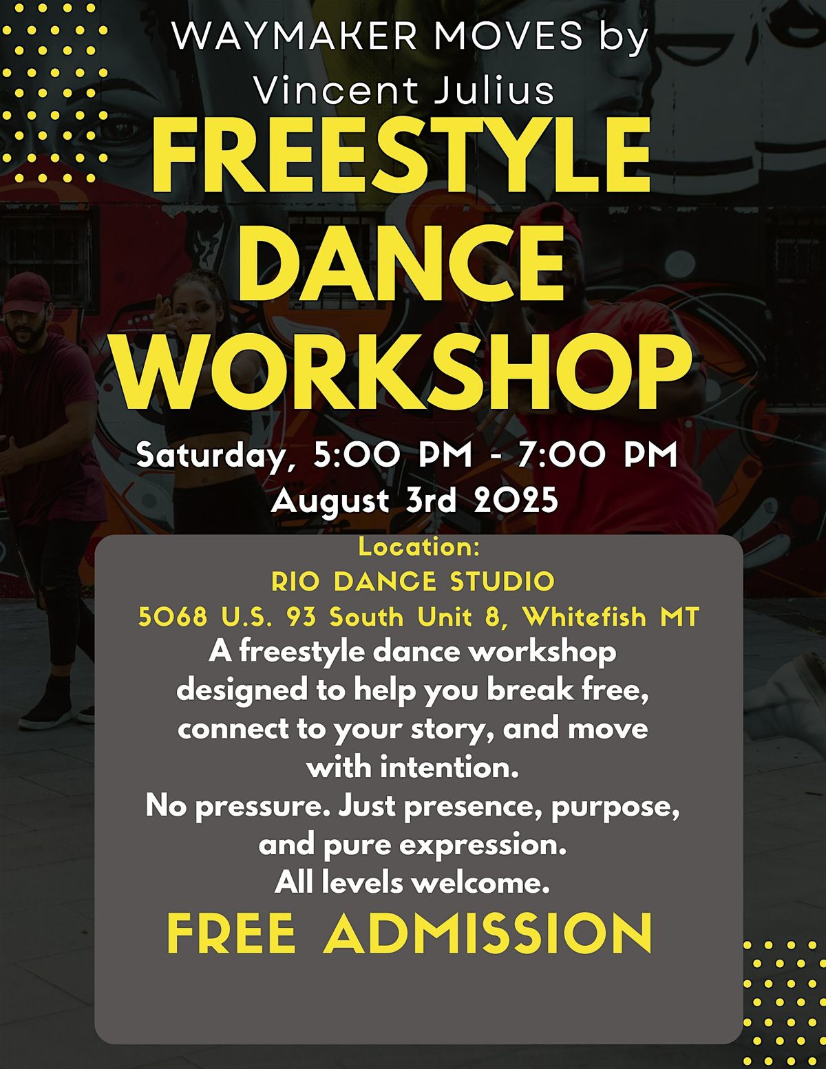 Freestyle Dance Workshop, 3 August | Event in Whitefish | AllEvents