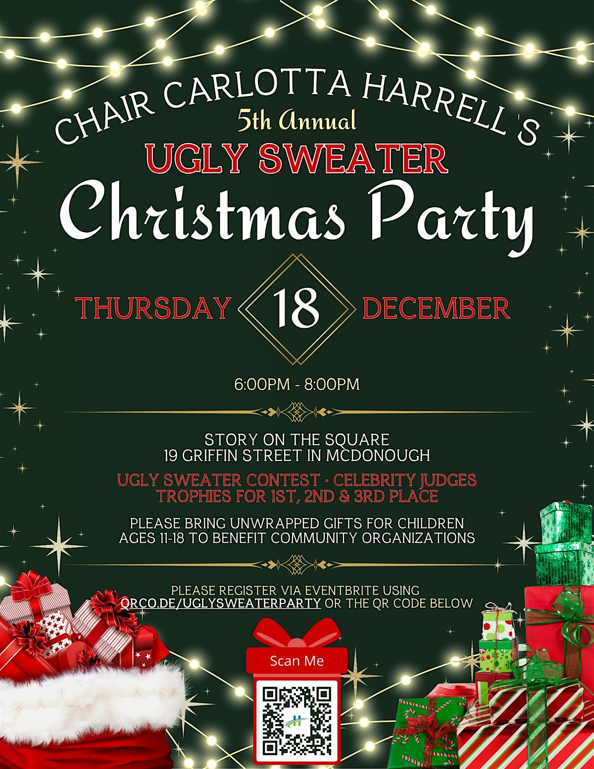 Chair Carlotta Harrell's 5th Annual Ugly Sweater Christmas party, 18 December | Event in McDonough | AllEvents