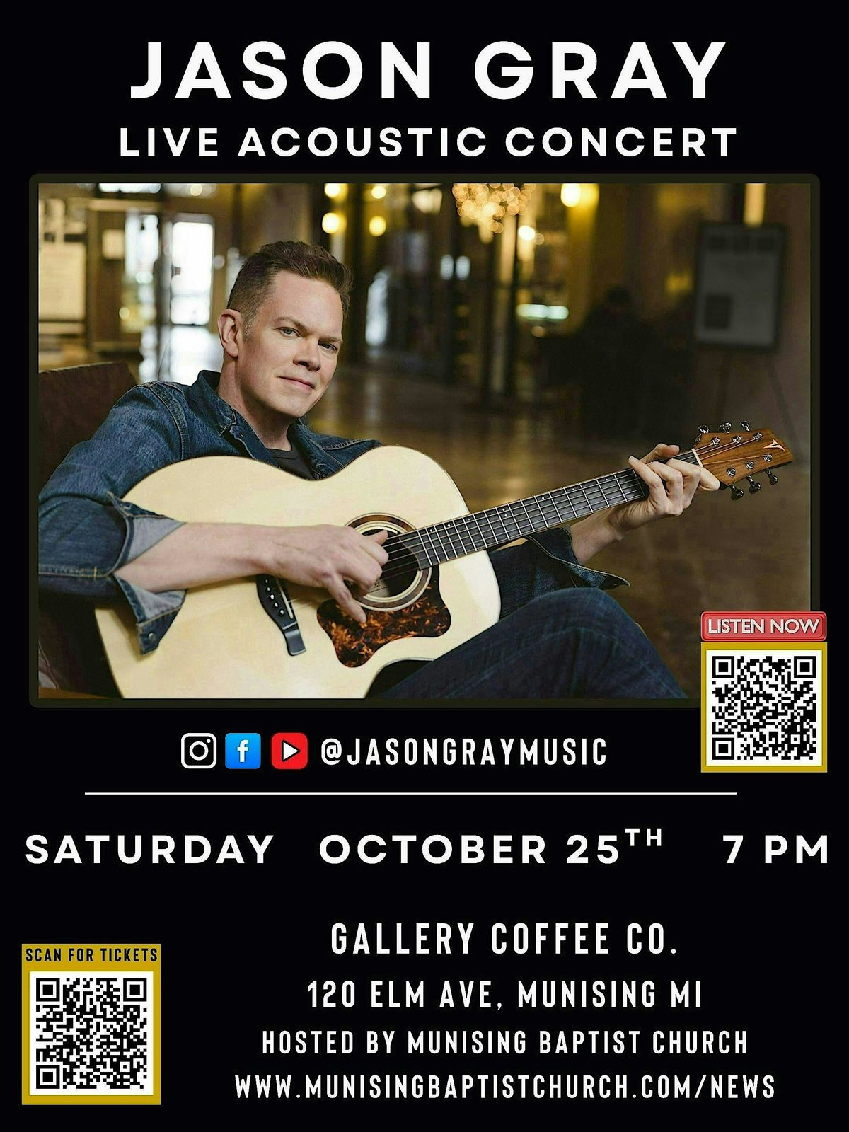 Jason Gray Live at Gallery Coffee Co., 25 October | Event in Munising | AllEvents
