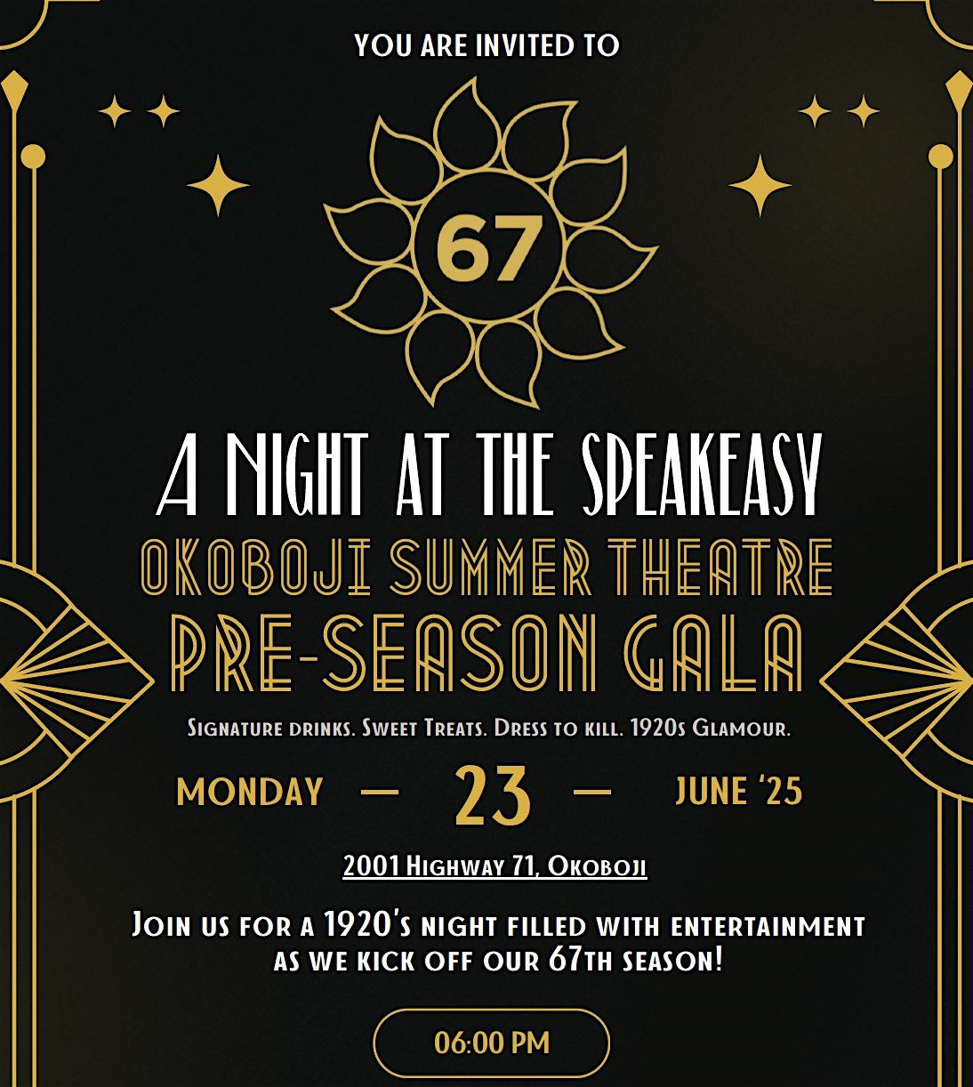 A Night at the Speakeasy: Okoboji Summer Theatre's Pre-Season Gala, 23 June | Event in Okoboji | AllEvents