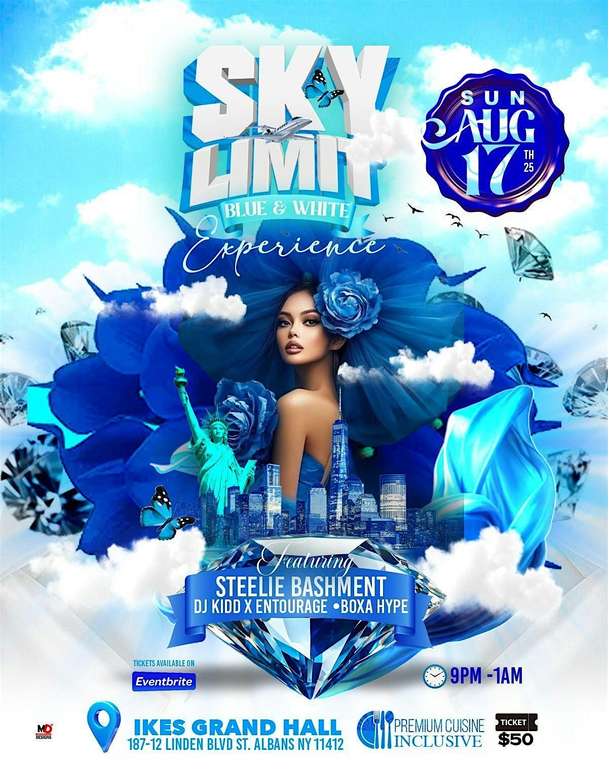 Sky Limit Blue And White Experience, 17 August | Event in Queens | AllEvents