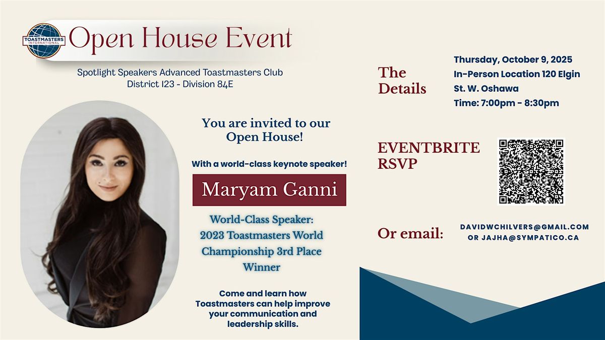 Spotlight Speakers Toastmasters Club Open House (In-Person & Online Event), 9 October | Event in Oshawa