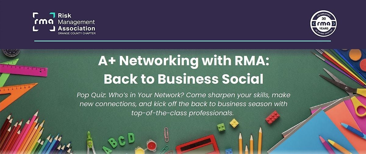 A+ Networking with RMA: Back to Business Social, 17 September | Event in Irvine | AllEvents