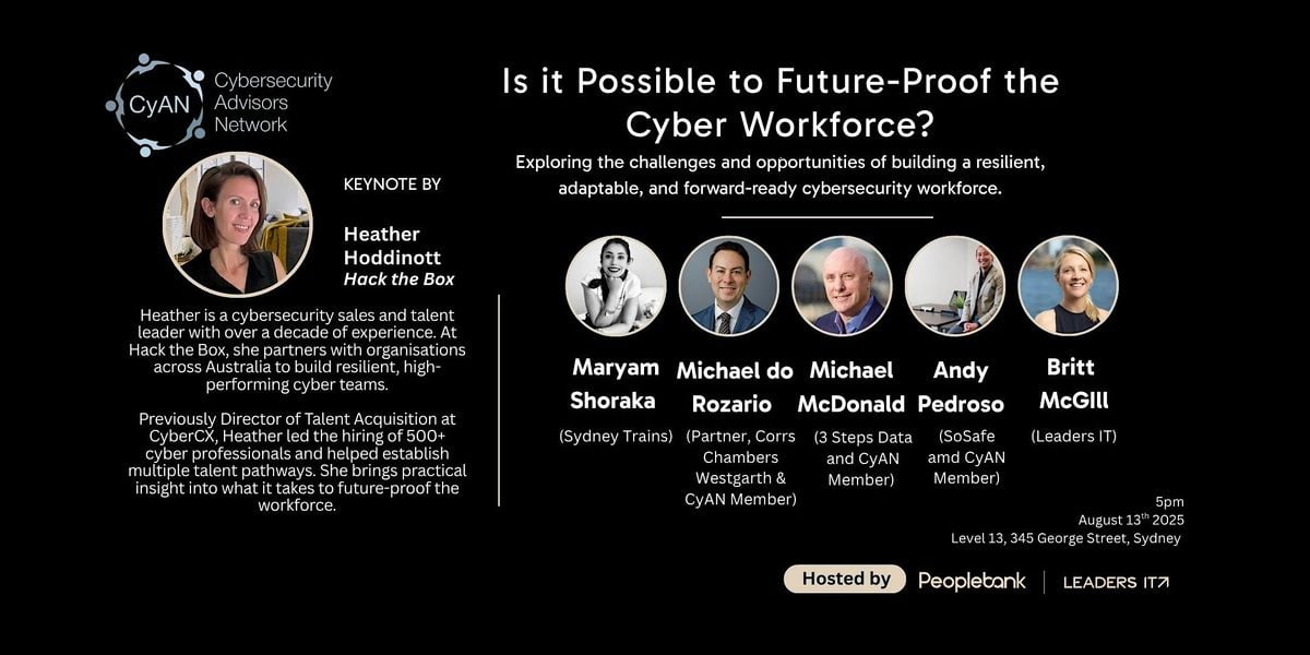 Is it Possible to Future-Proof the Cyber Workforce?, 13 August | Event in Sydney | AllEvents