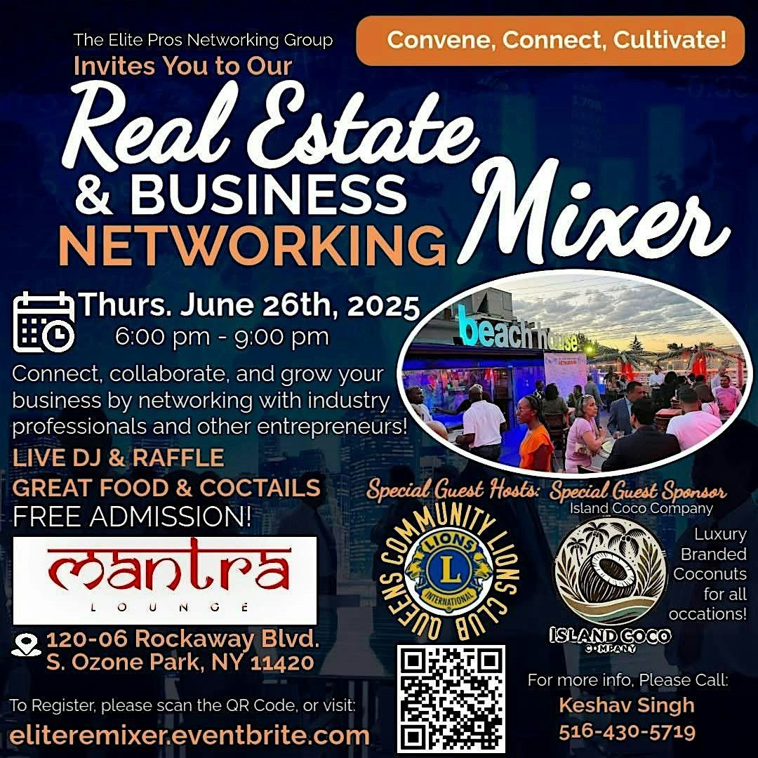 Real Estate & Business Networking Mixer w. Elite Professionals Group, 26 June | Event in Queens | AllEvents