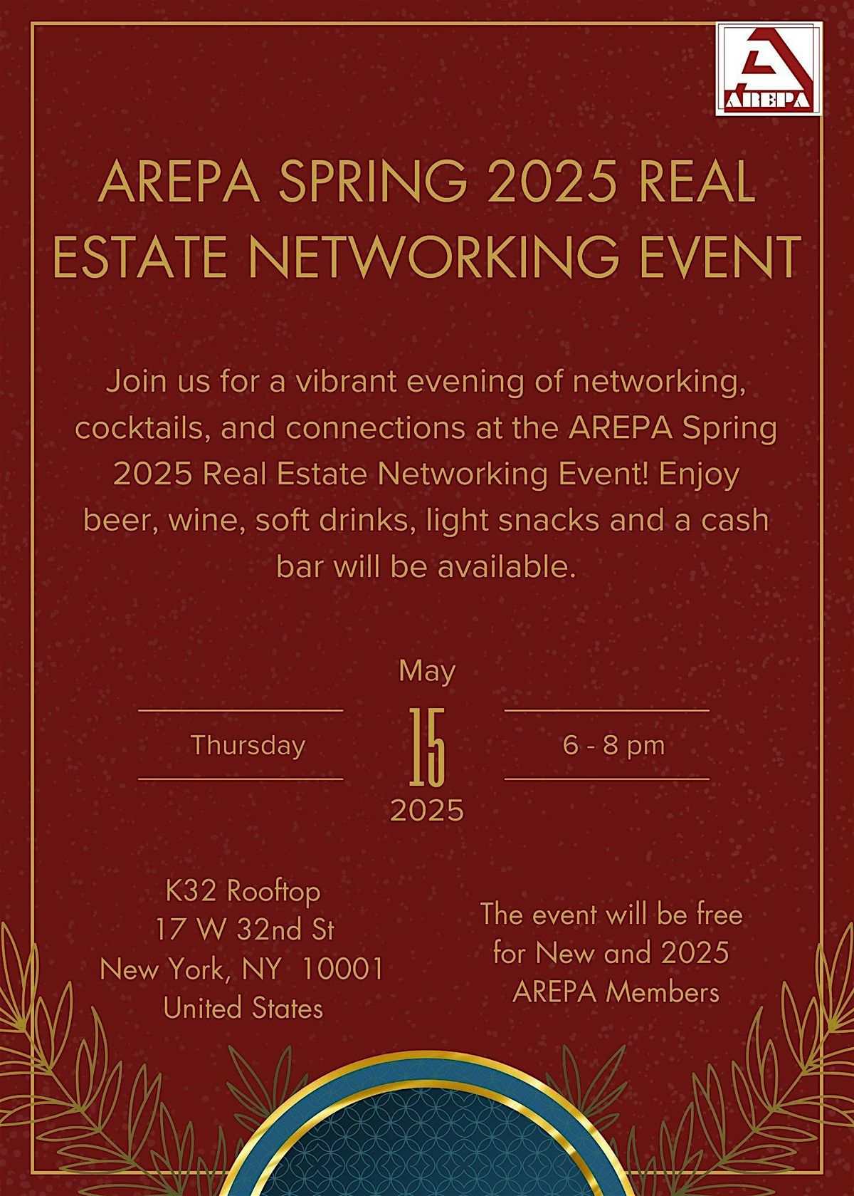 AREPA Spring 2025 Real Estate Networking Event, 15 May | Event in New York | AllEvents