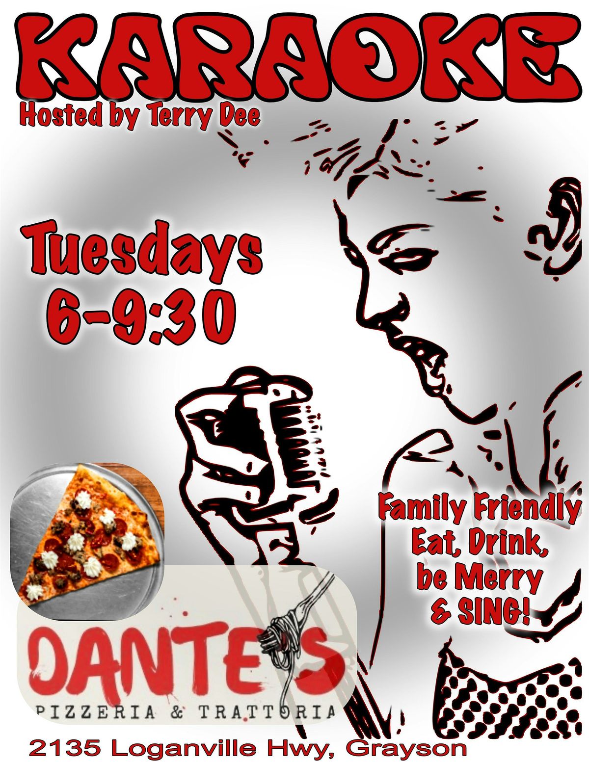 Karaoke with Terry Dee at Dante’s Pizza in Grayson every Tuesday starting 6 | Event in Grayson | AllEvents