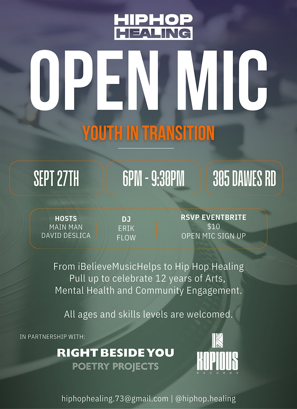 Hip Hop Healing: Youth In Transition (Open Mic), 27 September | Event in Toronto | AllEvents