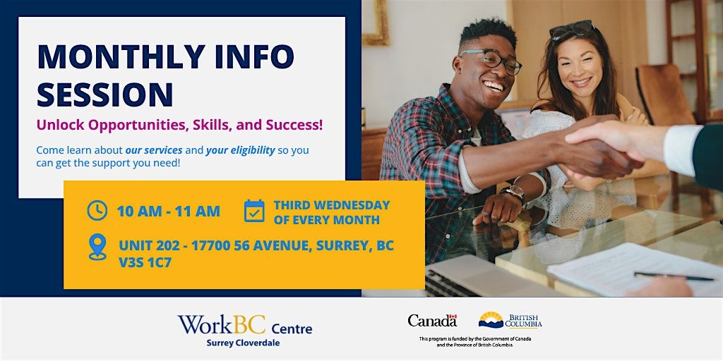 Monthly Info Session - WorkBC Centre Surrey Cloverdale, WorkBC Centre ...