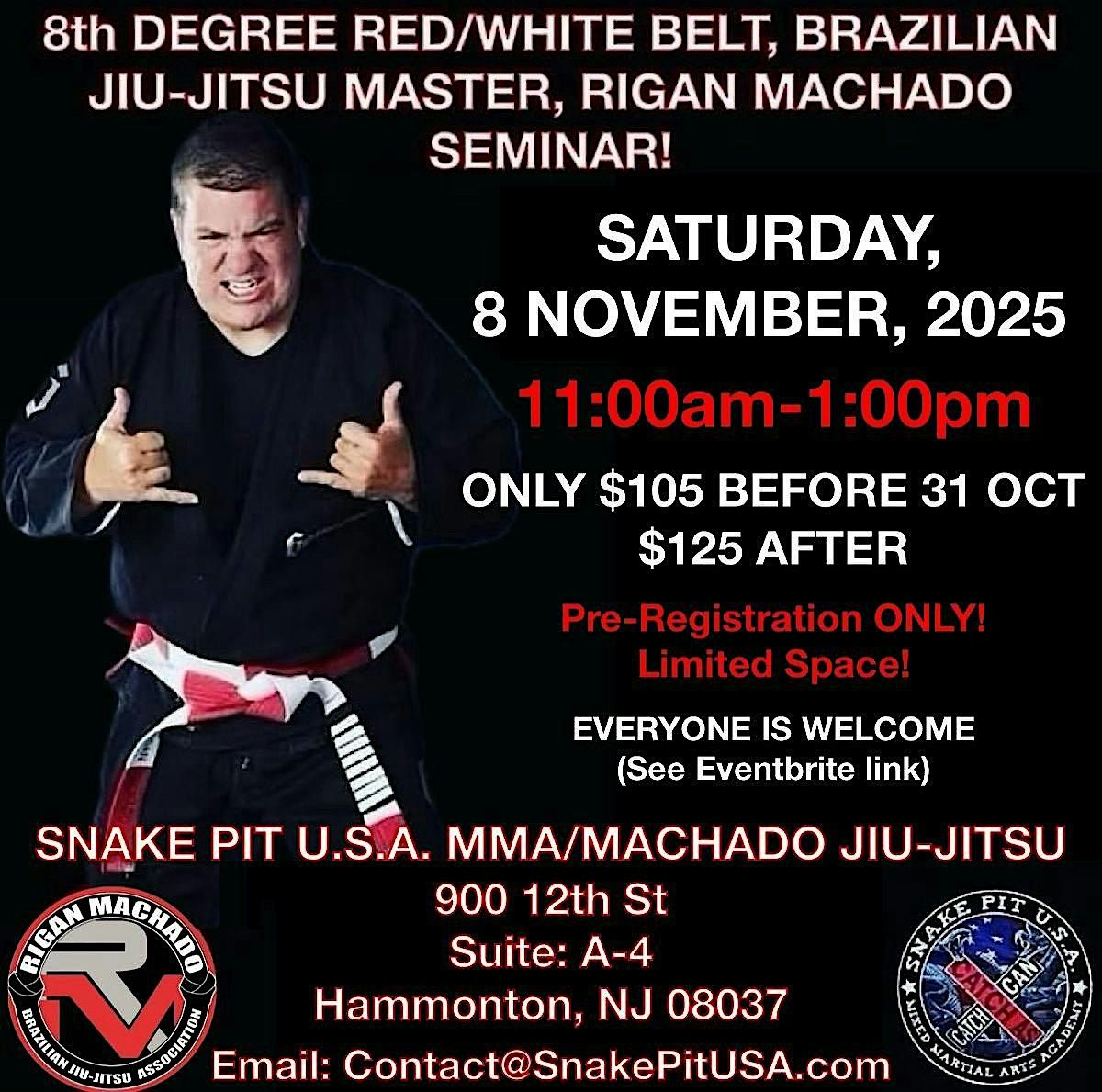 RIGAN MACHADO BRAZILIAN JIU-JITSU SEMINAR, 8 NOVEMBER IN SOUTH JERSEY!, 8 November | Event in Hammonton | AllEvents