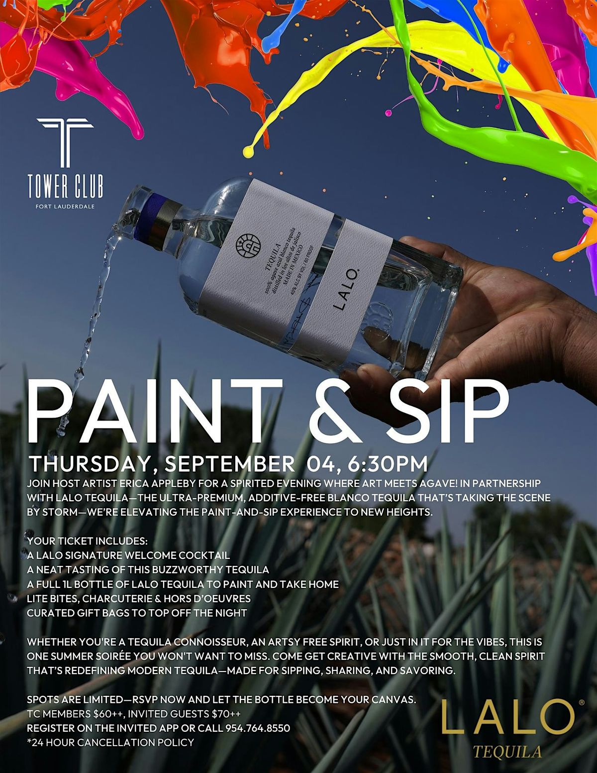 LALO Tequila Paint & Sip at the Tower Club, 4 September | Event in Fort Lauderdale | AllEvents