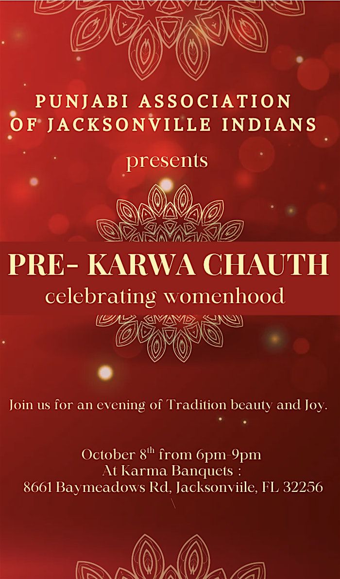 Pre Karwacauth Celebration - Hosted by PAJI, 8 October | Event in Jacksonville | AllEvents