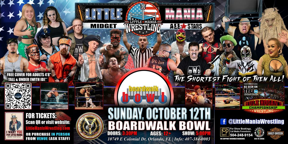 Orlando, FL - Little Mania Midget Wrestling @ Boardwalk Bowl, 12 October | Event in Orlando | AllEvents