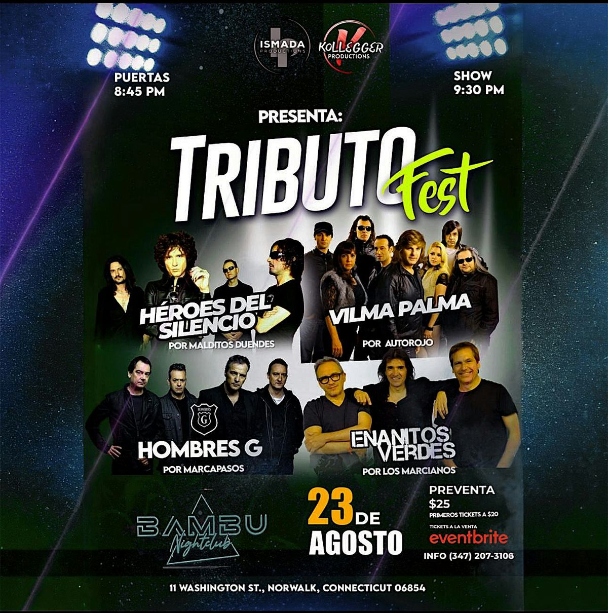 Tributo a Heroes del Silencio, Enanitos Verdes, Hombres G y Vilma Palma, 23 August | Event in Norwalk | AllEvents