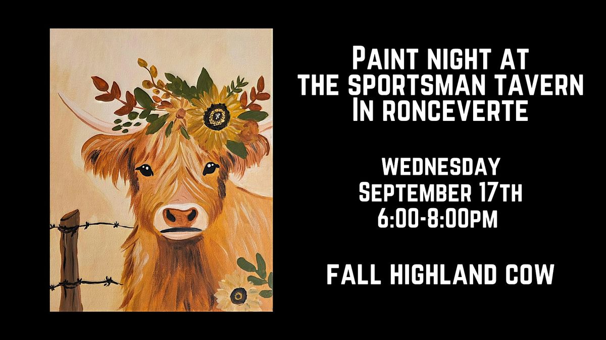 Paint Night at The Sportsman Tavern in Ronceverte - Fall Highland Cow, 17 September | Event in Ronceverte