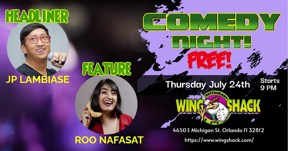 Wing Shack Presents: Comedy Night With J.P. and Roo!, 24 July | Event in Orlando | AllEvents