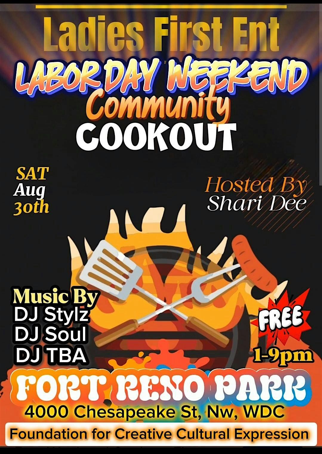 Ladies First Ent Labor Day Weekend Community Cookout, 30 August | Event in Washington | AllEvents