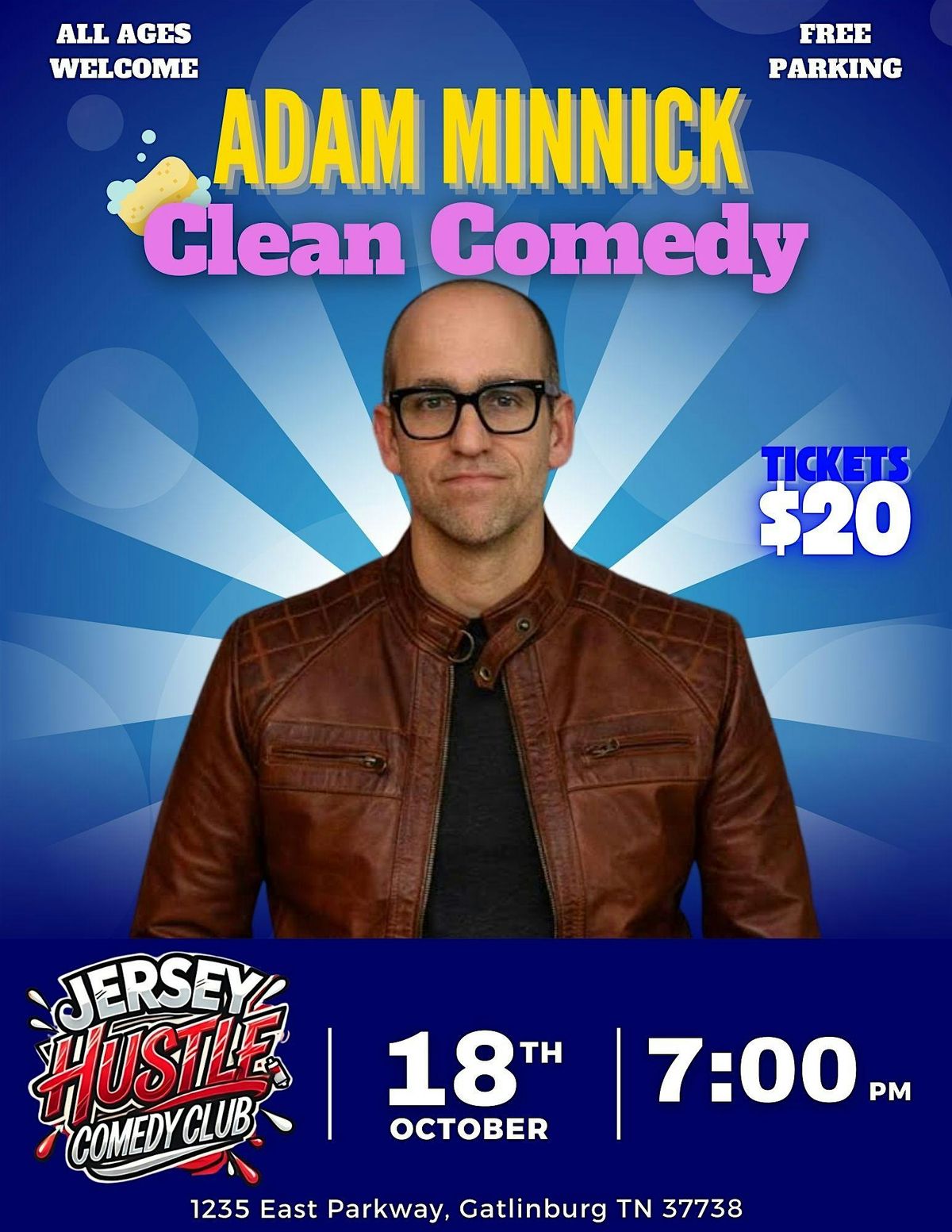 Adam Minnick CLEAN Comedy LIVE @Jersey hustle Comedy Club, 18 October | Event in Gatlinburg | AllEvents