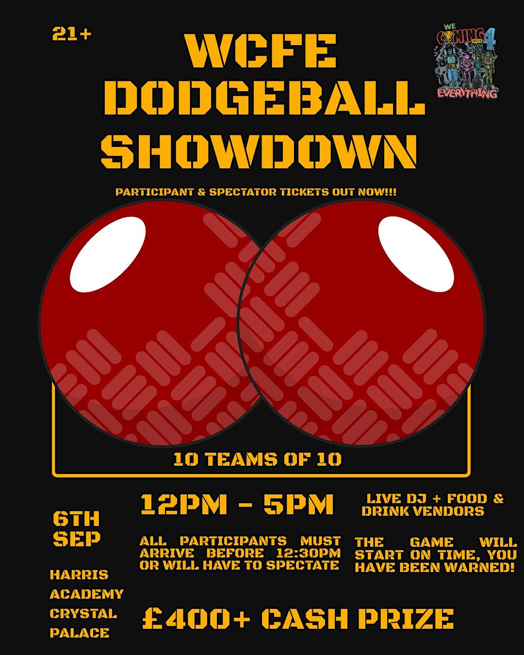 WCFE DODGEBALL SHOWDOWN, 6 September | Event in London | AllEvents