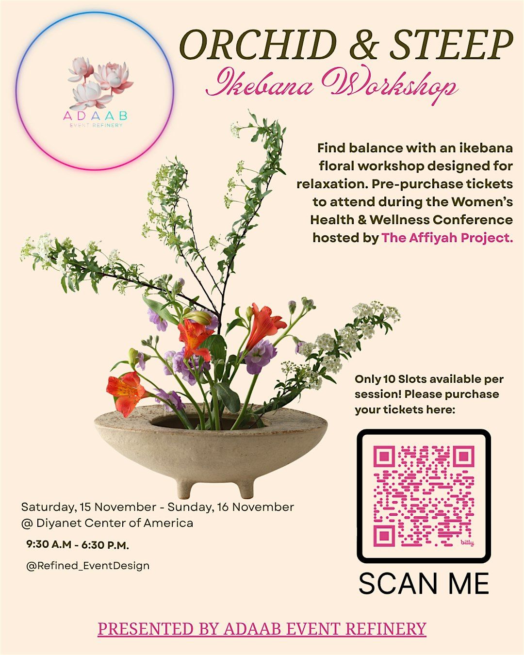 Adaab Event Refinery Presents: Orchid & Steep (Ikebana Workshop), 15 November | Event in Lanham | AllEvents